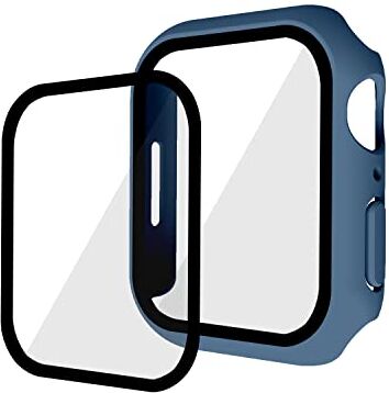 Robwick Compatibile con cassa dell'orologio iwatch7, custodia protettiva iwatch7, custodia in pellicola protettiva PC+ e pellicola uno, custodia protettiva da 45 mm blu ghiaccio