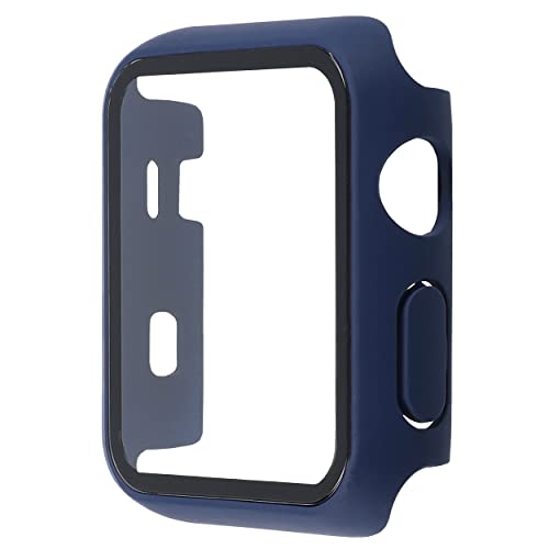 mumbi Custodia protettiva in vetro temperato compatibile con Apple Watch Serie 1/2/3, 38 mm, colore: blu scuro