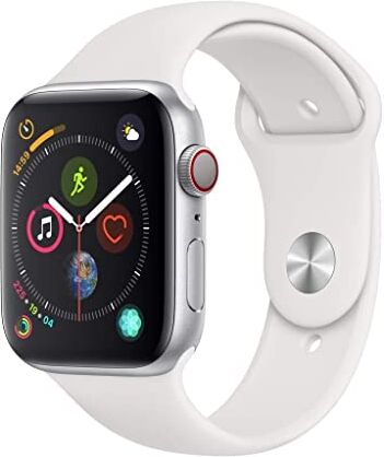 Apple Watch Series 4 44mm (GPS + Cellular) Cassa In Alluminio Color Argento Con Bianco Cinturino Sport (Ricondizionato)