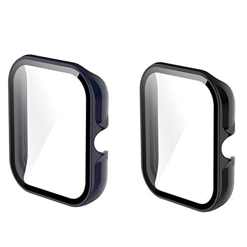 Kobmand 2 Pezzi Cover Compatibile con Amazfit GTS 3,Vetro Temperato Cover,Sottile Custodia Rigida PC Schermo Rigida HD Clear Pellicola Protettiva per Amazfit GTS 3 (Nero&Blu)