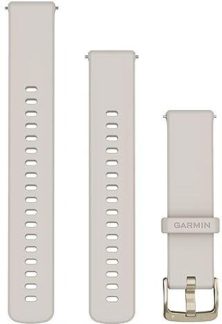 Garmin Cinturino Originale, 18mm, Sgancio rapido, Silicone, Ivory & Soft Gold