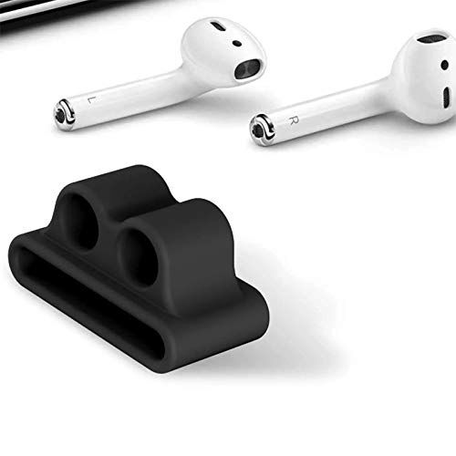 Amial Europe -- Clip Cinturino Auricolari Compatibile con Apple Watch AirPods iWatch [Serie 1/2/3] [Supporto Fermaglio Portauricolari] [Extra qualità] (Nero)