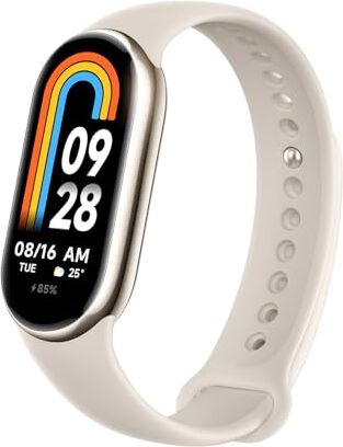 Xiaomi Mi Smart Band 8 Braccialetto Sportivo, 16 Giorni di Durata, Monitoraggio della Salute, Display Adattivo, Frequenza di Aggiornamento 60Hz, 150+ Modalità Sportive, 5 ATM, Oro Pallido