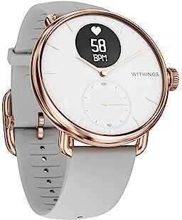 Withings Scanwatch 38mm Oro Rosa/Bianco, Smartwatch Ibrido con ECG, Frequenza Cardiaca e Ossimetro Unisex-Adult, 38 mm