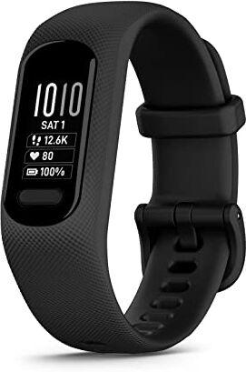 Garmin vívosmart 5, Smartband, Activity Tracker, Cardio, SpO2, GPS Smartphone, Passi, Calorie, Stress, 15 Sport, Rilevamento Incidenti, Display OLED, Notifiche (Black, 217 mm)