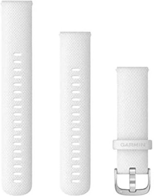 Garmin Cinturino Originale , 18mm, Sgancio rapido, Silicone, White & Silver