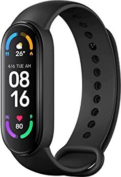 Xiaomi Mi Smart Band 6 Orologio Smart, Schermo AMOLED 1.56'', Tracciamento Sport, Resistente all'Acqua Fino a 5 ATM, onitoraggio del Sonno, Cinturino Antibatterico, Batteria 125 mAh, SPO2, Nero