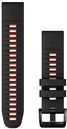 Garmin Cinturino Originale , 22mm, QuickFit, Silicone, Black & Flame Red (stile  epix 2 Pro)