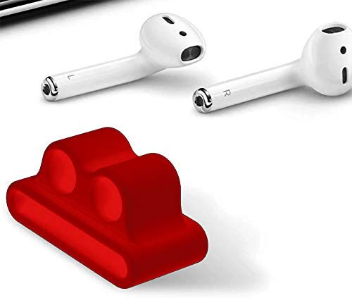 Amial Europe -- Clip Cinturino Auricolari Compatibile con Apple Watch AirPods iWatch [Serie 1/2/3] [Supporto Fermaglio Portauricolari] [Extra qualità] (Rosso)