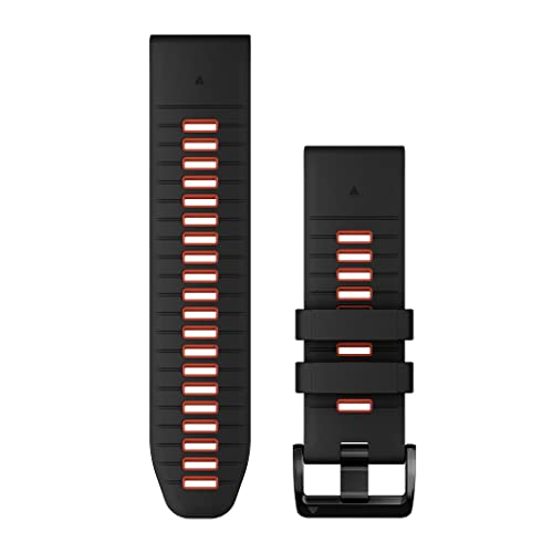 Garmin Cinturino Originale , 26mm, QuickFit, Silicone, Black & Flame Red (stile  epix 2 Pro)