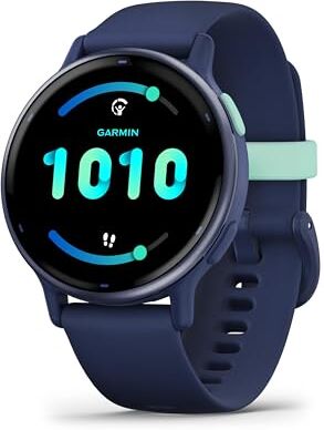 Garmin vívoactive 5, Smartwatch AMOLED 1,2", Cassa 42mm, Musica, Pay, 30 Sport, GPS, Cardio, Coach Sonno, Benefici Workout, Autonomia 11 giorni (Blue & Blue Metallic)