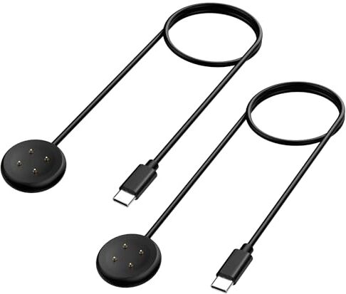 TiMOVO 2PZ Cavo di Ricarica Compatibile con Google Pixel Watch 2 e Fitbit Versa 4/Versa 3/Sense 2/Sense, 3,3 Piedi USB Tipo-C Cavo di Ricarica Magnetica Veloce Accessori per Pixel Watch 2, 4 Pin, Nero