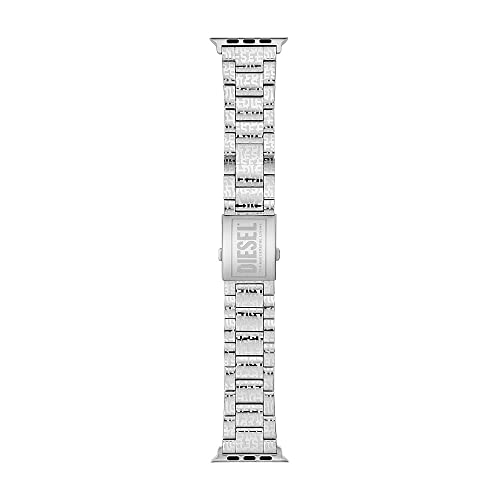 Diesel Cinturino da Uomo Compatibile con Apple Watch, 42/44/45/49 mm 24 mm in Acciaio Inossidabile, Argento,