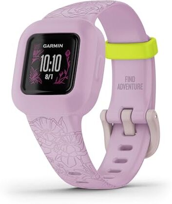 Garmin Vivofit Jr.3 (Floral Pink), Orologio e Activity Tracker per Bambini, Display a colori, Passi, Sonno, Cinturino in silicone, App interattiva, Autonomia fino a 1 anno, 4+