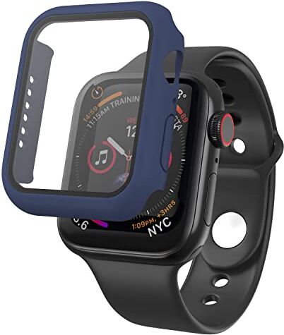 N NEWTOP Cover Pellicola 2in1 Compatibile per Apple Watch Serie SE/6/5/4 Custodia Protettiva Vetro Temperato Case Rigida Colorato Scocca Protezione Totale Ultra Sottile HD Soft (40mm, Blue)