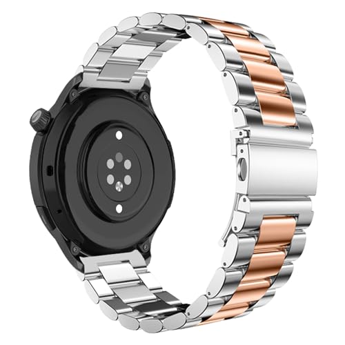 KoGiio 22mm Cinturino compatibile con Oneplus watch 2 / Xiaomi Watch S3 / Watch 2/Watch 2 Pro/Amazfit Balance/Bip 5/Huawei Watch GT4 46mm/Watch 4 Pro ，Acciaio Inossidabile Cinturino Argento/Oro rosa