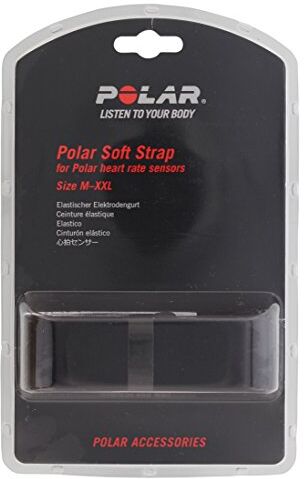 Polar Soft Strap M-XXL, Fascia Toracica Compatibile con Tutti I Sensori HR Tranne T31 E T61 Unisex Adulto, Nero