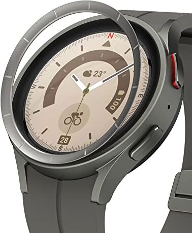 Ringke Inner Bezel Styling Compatibile con Cover Samsung Galaxy Watch 5 Pro 45mm, Ghiera Anti Graffio Acciaio Inossidabile Adesiva Accessorio 45-IN-01 (ST) Silver