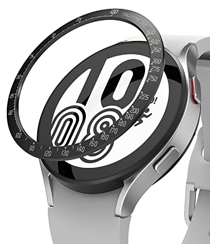 Ringke Bezel Styling Compatibile con Cover Samsung Galaxy Watch 5 e Galaxy Watch 4 44mm, Ghiera Anti Graffio Acciaio Inossidabile Adesiva Accessorio Black (44-03)