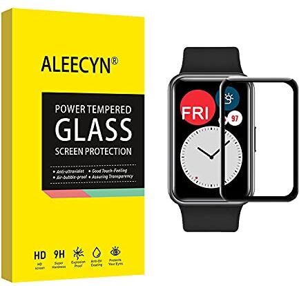 Aleecyn [3 Pack] Pellicola Vetro Temperato Huawei Watch Fit/Elegant Edition/HONOR Watch ES Protezione Schermo Ultra Clear Durezza 9H Protezione ，Antigraffi, Pellicola Protettiva per Huawei Watch Fit