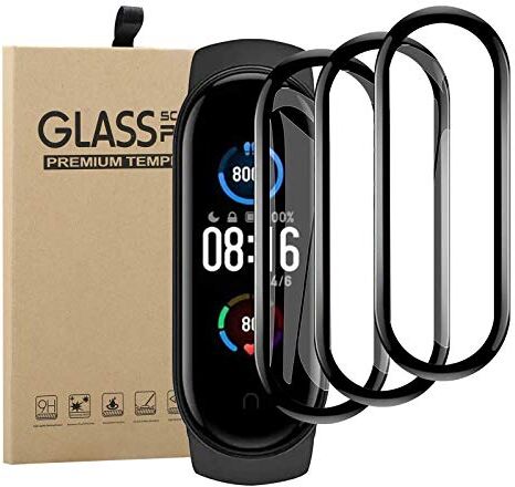 Young & Min [3 Pezzi] Vetro Temperato per Xiaomi Mi Band 6/Mi Band 6 NFC/Mi Band 5, [3D Curved Edge to Edge], Anti-Graffio, Bubble Free Pellicola per Mi Band 6/Mi Band 5, Nero