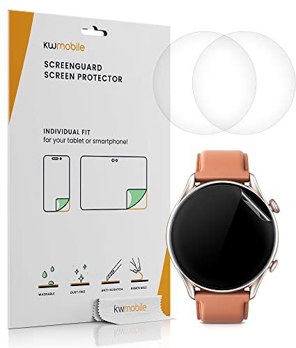 kwmobile 3X Proteggischermo Compatibile con Huami Amazfit GTR 3 PRO Pellicola Protettiva Adesiva Proteggi Schermo per Smart Watch Fitness Tracker