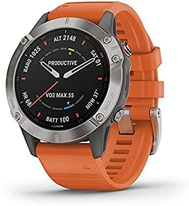 Garmin Orologio Fenix 6 Sapphire Smartwatch Silicone Arancione 47 mm 010-02158-14, regular