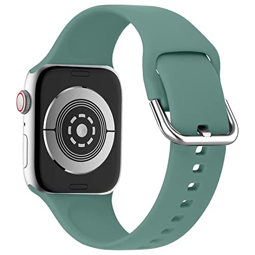 lopolike Compatibile con Apple Watch Band 42/44/45 mm per donna/uomo, cinturino sportivo in morbido silicone per iWatch Ultra Series 8, 7, 6, 5, 4, 3, 2, 1, SE, verde, rosso, 38/40/41mm