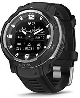 Garmin Instinct Crossover, Smartwatch ibrido, 45mm, Rugged design e Lancette Super-Luminova, Autonomia 28 giorni, +30 Sport, GPS, Cardio, SpO2, Activity Tracker (Black)