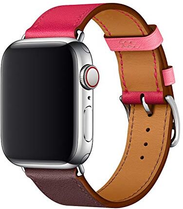 X-Cool XCool Cinturino Apple Watch 38mm 40mm, Pelle Rosso Rosa per Donna Uomo per iwatch Serie 4 Serie 3 Serie 2 Serie 1