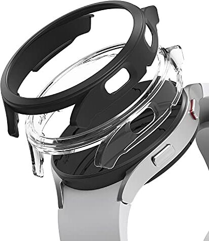 Ringke Slim Compatibile con Cover Samsung Galaxy Watch 4 44mm (2 Pezzi) Custodia Sottile Rigida PC Antigraffio Clear & Black