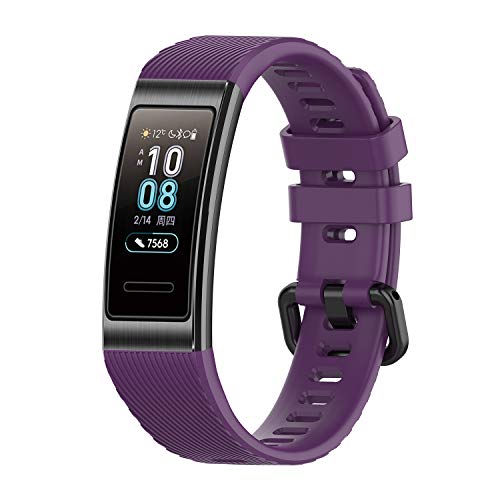 Yikamosi Compatible with Huawei Band 3 PRO/4 PRO,Soft Silicone Stainless Steel Clasp Tracker-Quick Replacement Bracelet Strap for Huawei Band 3 PRO/4 PRO(Purple)