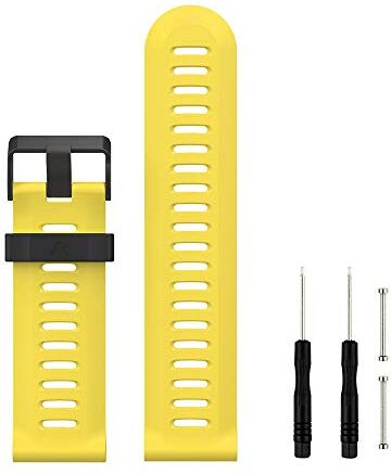 Digit.Tail 26mm Cinturino morbido Silicone Sport Band Cinturini di ricambio accessori per Garmin Fenix 3/Fenix 3 HR, Fenix 5X Smartwatch (Giallo)