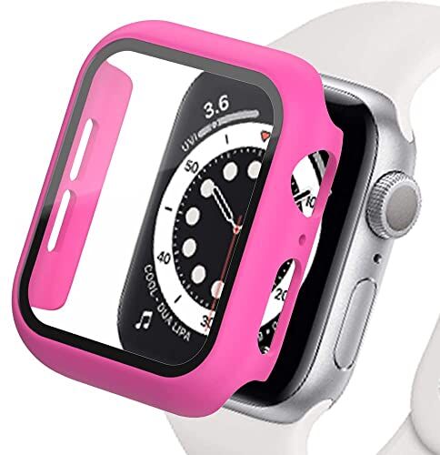 Lerxiuer Proteggi schermo in vetro temperato e PC Cover compatibile con Apple Watch Serie 7 45 mm, [copertura completa] Cover di protezione ultra sottile e opaca per iWatch 45 mm