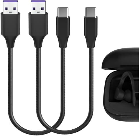 GEEKRIA Tipo-C Auricolari Cavo di Ricarica Rapida Intrecciato Compatibile con B Fit Pro Studio Buds Caricatore Flex da USB a USB-C Cavo di Ricarica Corto di Ricambio (30 cm 2 Pezzi)