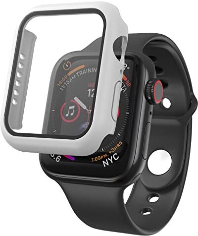 N NEWTOP Cover Pellicola 2in1 Compatibile per Apple Watch Serie SE/6/5/4 Custodia Protettiva Vetro Temperato Case Rigida Colorato Scocca Protezione Totale Ultra Sottile HD Soft (40mm, Bianco)