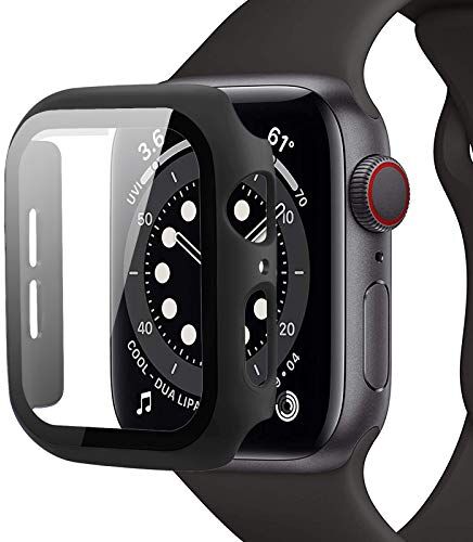 Miimall Custodia Compatibile con Apple Watch Series 6/SE/Series 5/Series 4 40mm [Completa Protezione] Pellicola Protettiva in Vetro Temperato+PC Bumper per iWatch Series 6/5/4/SE 40mm Nero