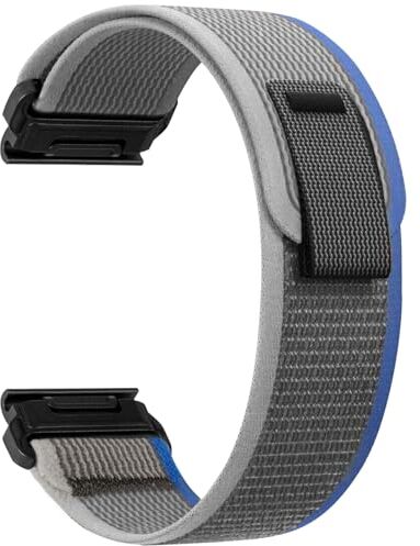 ZoRoll 22mm QuickFit Cinturino per Garmin Fenix 7 Pro/Fenix 7/Fenix 6 Pro/Fenix 6/Fenix 5 Plus/Fenix 5, Elastico Nylon Cinghie di Ricambio per Garmin Epix (Gen 2) / Garmin Epix Blu&Grigio