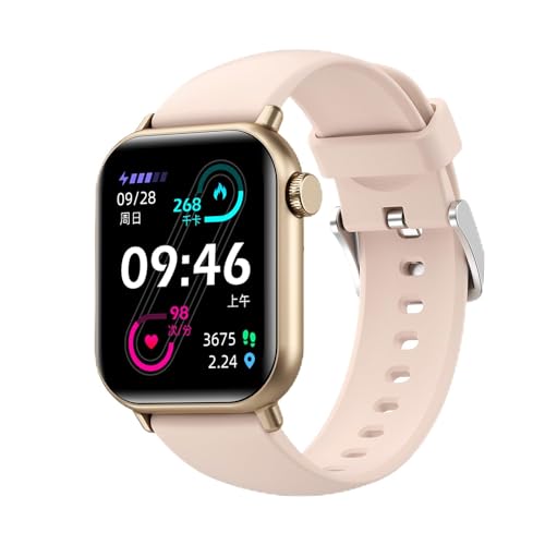 DAM Smartwatch ZW27 con termometro corpo e monitor di tensione. Modalità sportive, notifiche app, impermeabile. 4 x 1 x 4,5 cm. Colore: oro rosa, Normal