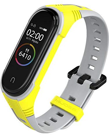 WIIKAI Cinturino Compatibile per XiaoMi Mi Band 5 Mi Band 6 Regolabile di Ricambio Bracciale.(Giallo+Grigio)