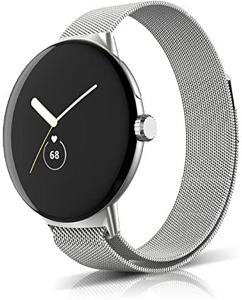 Niboow Cinturino per Google Pixel Watch 2 / Pixel Watch, Uomini Donne Acciaio Inossidabile Metallo Chiusura Magnetico Cinturino per Google Pixel Watch 2 2023 / Google Pixel Watch 2022 D'Argento