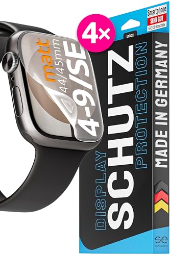 smart engineered 3D Pellicola protettiva per schermo per Apple Watch [44mm] antiriflesso [4 pezzi Opaco, Case-friendly, Non Vetro Temperato ma Pellicola Protettiva TPU