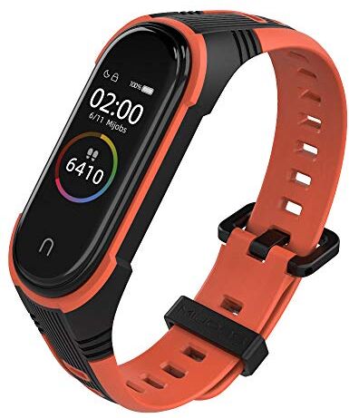 WIIKAI Cinturino Compatibile per XiaoMi Mi Band 5 Mi Band 6 Regolabile di Ricambio Bracciale.(Nero+Arancione)