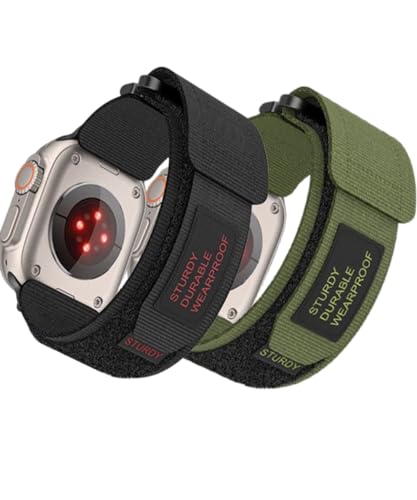 BolYel Alpine Loop Cinturino Compatibile con Apple Watch 42mm/44mm/45mm/49mm, Nylon Sportarmband für Apple Watch Band, Klett Design für iWatch Ultra2/Ultra Series 9/8/7/6/5/4/3/2/1/SE, Nero&Verde