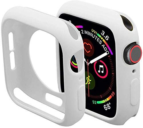 Miimall Custodia Protezione in TPU Compatibile con Apple Watch Series 6/SE/Serie 5/Serie 4 44mm [AntiCaduta] Ultra Sottile Flessibile Gomma Paraurti Protettiva per iWatch Series 6/5/4/SE 44mm Bianco