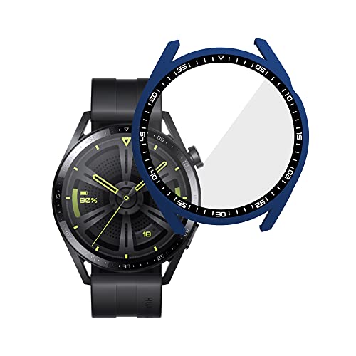 Brifu Custodia compatibile con Huawei watch GT3 46mm PC Cover con Protezione in Vetro Temperato, Protezione Totale Ultra Sottile per Custodia Protettiva-blu