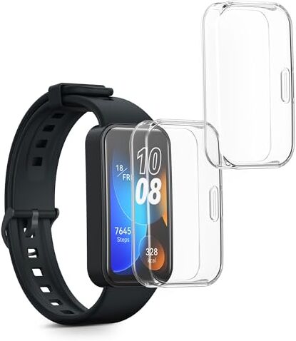 kwmobile Set 2X Custodia Smartwatch Compatibile con Huawei Band 8 Cover Case Silicone Protezione Orologio Fitness Trasparente