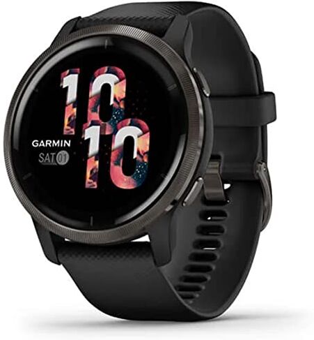 Garmin Venu 2, Smartwatch AMOLED 1,3", Cassa da 45mm, Autonomia 11 giorni,  Pay, Musica, +25 Sport, GPS, Cardio, SpO2 (Slate & Black)