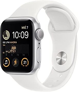 Apple Watch SE (2ª gen) (GPS, 40mm) Cassa in alluminio color argento con Cinturino Sport bianco Regular (Ricondizionato)