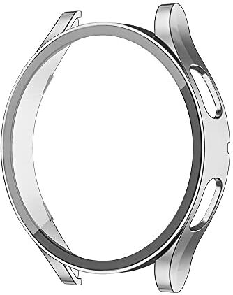 YuiYuKa Pellicola Protettiva Compatibile per Samsung Galaxy Watch 4 44mm Custodia Rigida per PC con Vetro Temperato Pellicola Protettiva Anti-caduta per Galaxy Watch 4 44mm d'argento